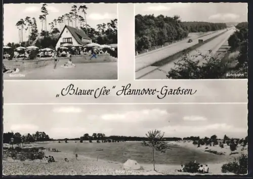 AK Hannover-Garbsen, Gasthaus, Autobahn, Blauer See