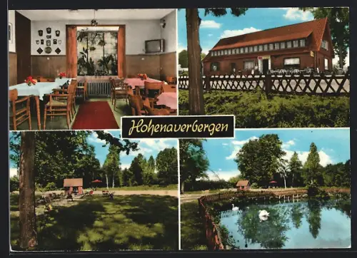 AK Hohenaverbergen, Rosebrock`s Gastwirtschaft, Innenansicht, Teich