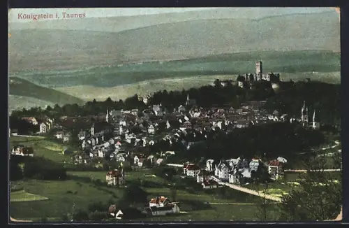 AK Königstein / Taunus, Blick auf den Ort und die Burg