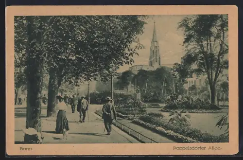 AK Bonn, Poppelsdorfer Allee mit Passanten