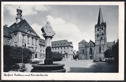AK Herford, Rathaus und Münsterkirche