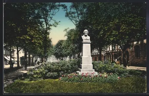 AK Crefeld, Carl-Wilhelm-Denkmal mit Parkanlage