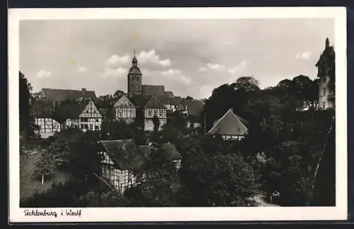 AK Tecklenburg i. Westf., Ortspartie mit Kirche