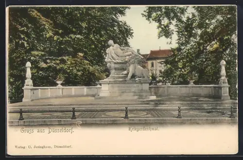 AK Düsseldorf, Ansicht vom Kriegerdenkmal