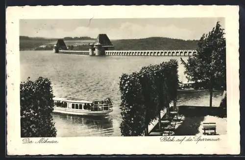 AK Möhnesee /Soest, Blick auf die Sperrmauer