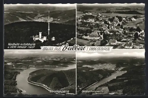 AK Valbert /Ebbegebirge, Nordhelle m. Kolbturm, Versetalsperre und Oestertalsperre