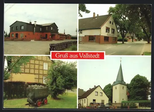 AK Vallstedt, Gasthaus, Kirche, Gebäudeansicht