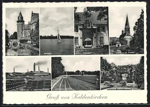 AK Kaldenkirchen, Tonröhren- u. Dachziegelwerke, Schloss Krieckenbeck, Kath. u. ev. Kirche
