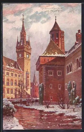 Künstler-AK Braunschweig, Partie am Burggraben