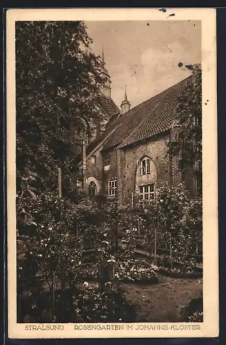 AK Stralsund, Rosengarten im Johannis-Kloster