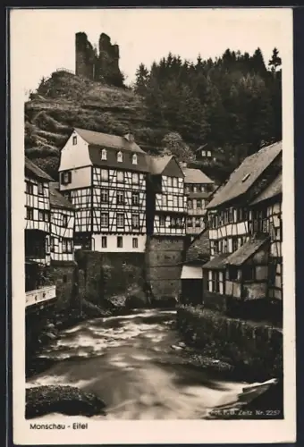 AK Monschau-Eifel, Ortspartie mit Ruine