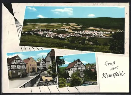 AK Remsfeld, Gasthaus-Pension, Strassenpartie, Teilansicht