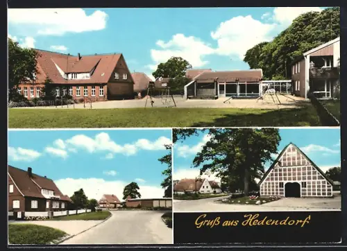 AK Hedendorf /Kr. Stade, Spielplatz, Strassenpartien