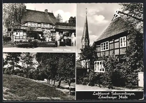 AK Schneverdingen /Lüneburger Heide, Hotel Landhaus Höpen, Eingang, Heideblüten-Festplatz