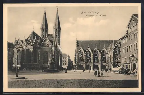 AK Braunschweig, Altstadt mit Markt und Kirche