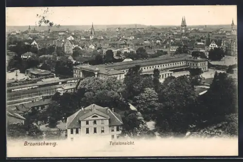 AK Braunschweig, Der Bahnhof mit Blick in die Stadt