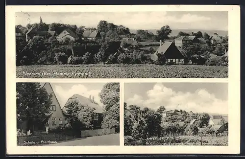 AK Neersen / Bad Pyrmont, Ortsansicht, Schule und Pfarrhaus