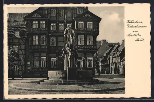AK Hildesheim, Katzenbrunnen am Neustädter Markt