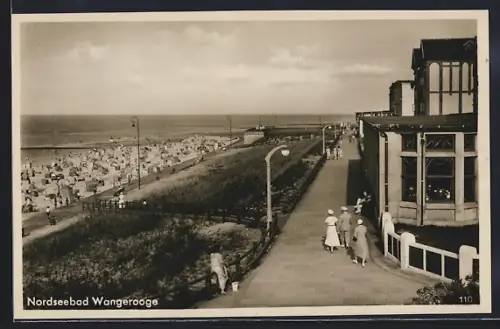 AK Wangerooge /Nordsee, Promenade mit Strand aus der Vogelschau