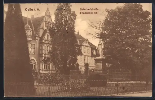 AK Celle i. H., Thaerdenkmal in der Bahnhofstrasse
