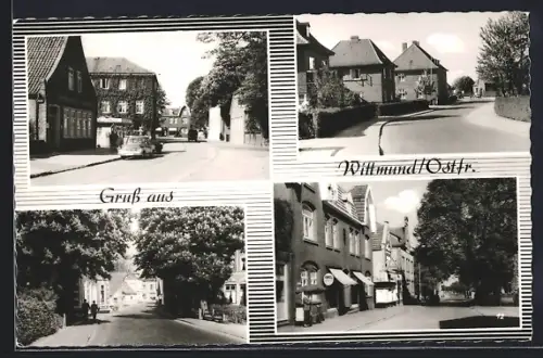 AK Wittmund, Mehrfachansichten, Strassenszenen, Tankstelle, Geschäfte