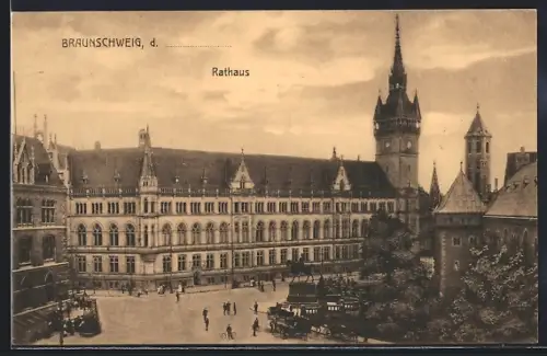 AK Braunschweig, Rathaus mit Uhrenturm