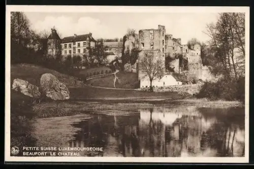 AK Beaufort le Chateau, Petite Suisse Luxembourgeoise, Panorama mit Ruinen