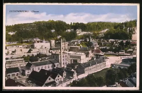 AK Luxembourg-Clausen, Stadtansicht aus der Vogelschau