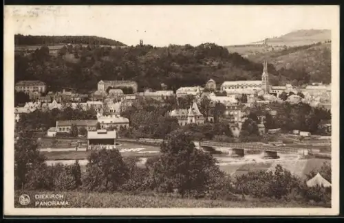 AK Diekirch, Panorama mit Kirche