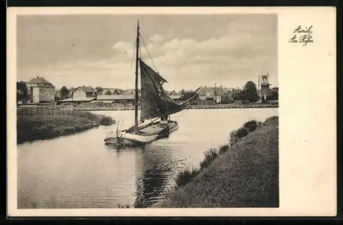AK Aurich / Ostfriesland, Am Hafen