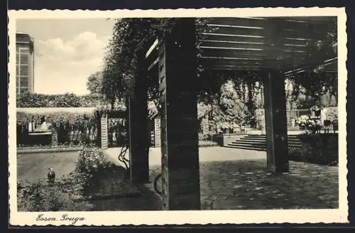 AK Essen, Gruga, Besucher in der Gartenanlage