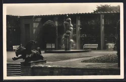 AK Essen, Gruga-Park, Vorplatz mit Leuchtbrunnen