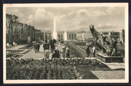 AK Essen, Grosse Ruhrländische Gartenbau-Ausstellung GRUGA 1929, Blick über die Sommerblumen-Terrassen