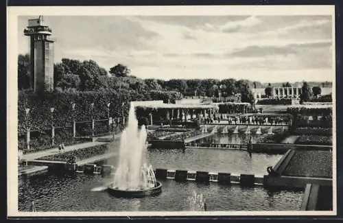 AK Essen, Reichsgartenschau 1938, Blick auf die Wasserterrassen