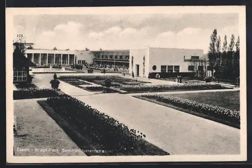 AK Essen, Sommerblumenterrasse im Gruga-Park