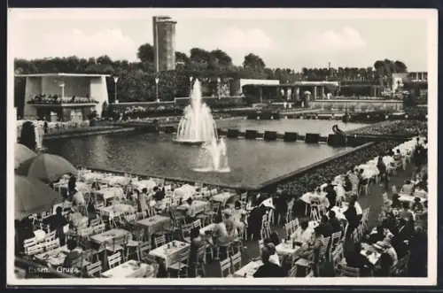 AK Essen, Springbrunnen am Restaurant bei der Gruga