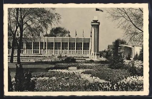 AK Essen, Reichsgartenschau 1938, Blumenhof-Restaurant m. Aussichtsturm, 