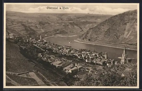 AK Oberwesel a. Rhein, Totalansicht mit Blick auf den Fluss
