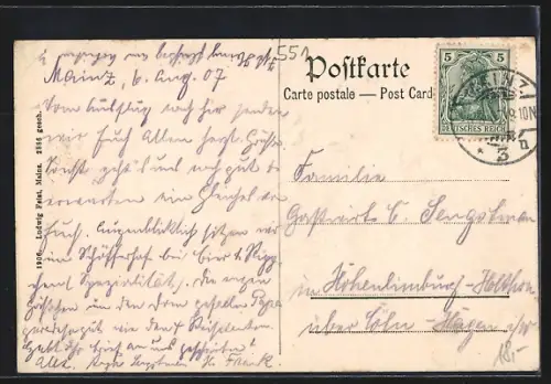 AK Mainz, Dampfschiffe am Anlegeplatz