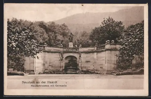 AK Neustadt an der Haardt, Hauberbrunnen mit Germania