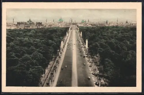 AK Berlin-Tiergarten, Blick von der Ostwest-Achse auf die Türme der Stadt