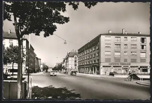 AK Rastatt i. B., Bahnhofstrasse mit Gasthaus Türkenlouis