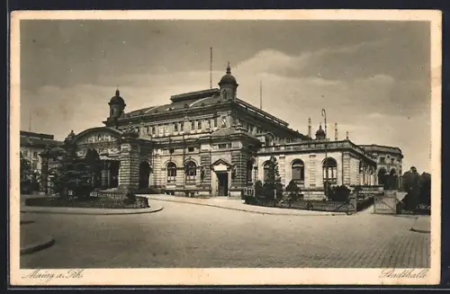 AK Mainz a. Rh., Stadthalle mit Strassenpartie