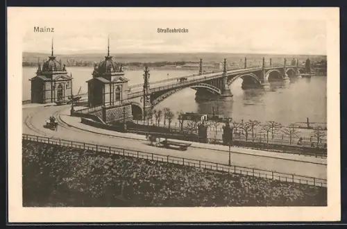 AK Mainz, Flusspartie mit Strassenbrücke