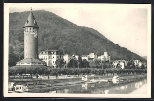AK Bad Ems, Linke Lahnseite mit Turm