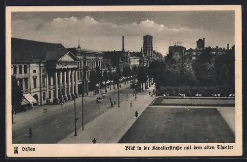 AK Dessau, Kavalierstrasse mit altem Theater