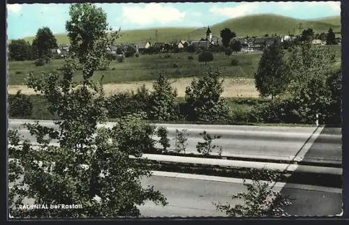 AK Rauental bei Rastatt, Die Autobahn mit Blick zur Stadt