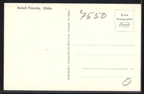 AK Rastatt, Küche vom Schloss Favorite