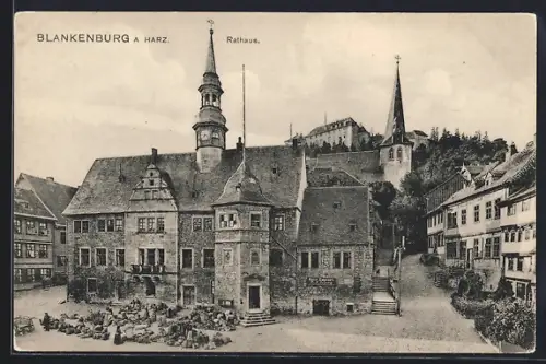 AK Blankenburg a. Harz, Das Rathaus mit Kirche