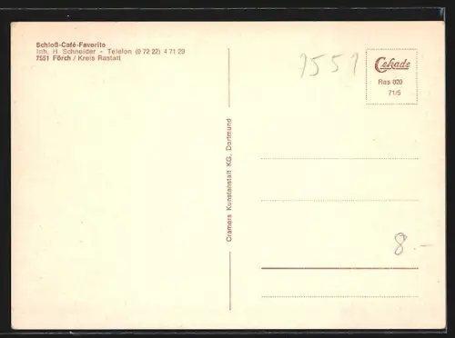 AK Rastatt, Schloss-Café-Favorite, Inh. H. Schneider